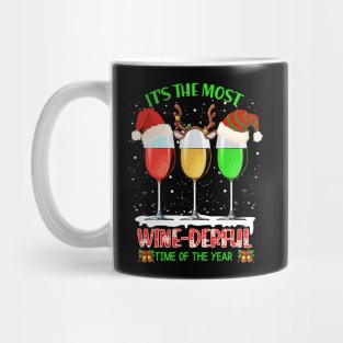 Wine Glass Wearing Santa Hat Reindeer Horn Christmas Gift For Wine Lover Mug